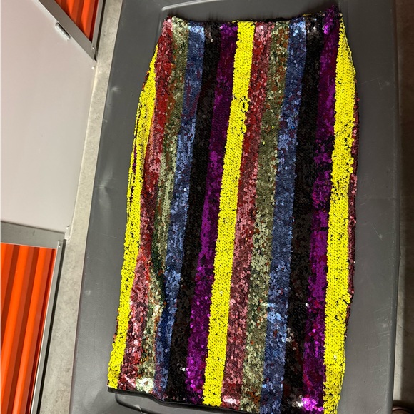 Multicolor Sequin Striped Skirt - Picture 2 of 4